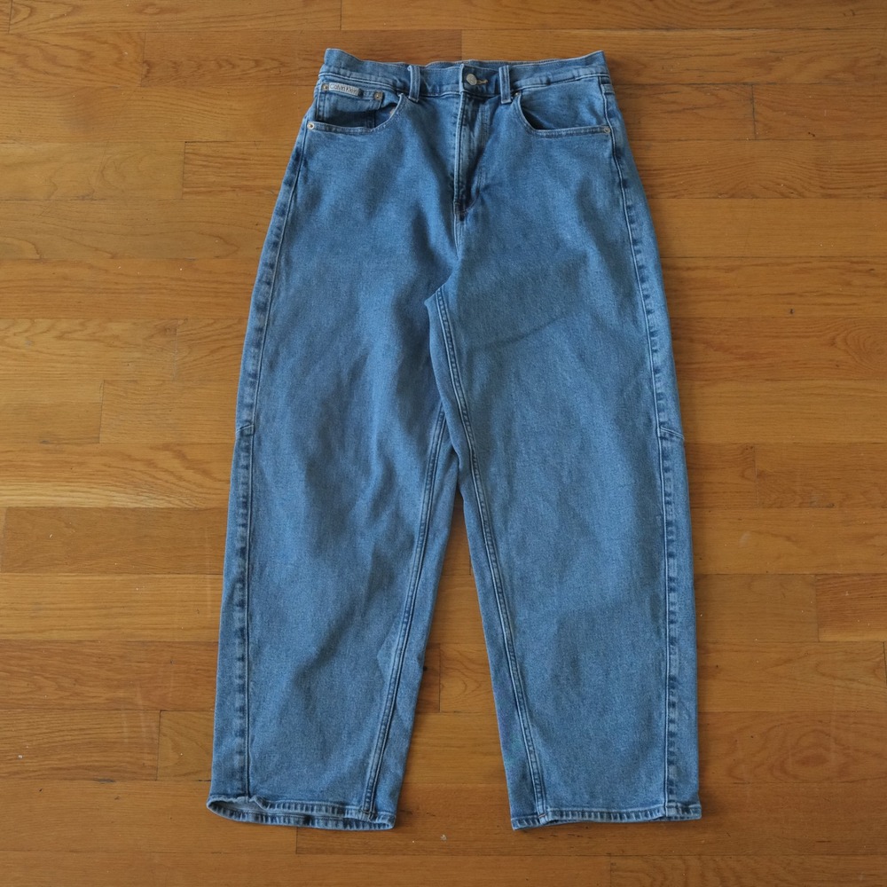 Calvin Klein Barrel Baggy Jeans Women Blue High Waisted Wide Leg 30RG 47D805G
